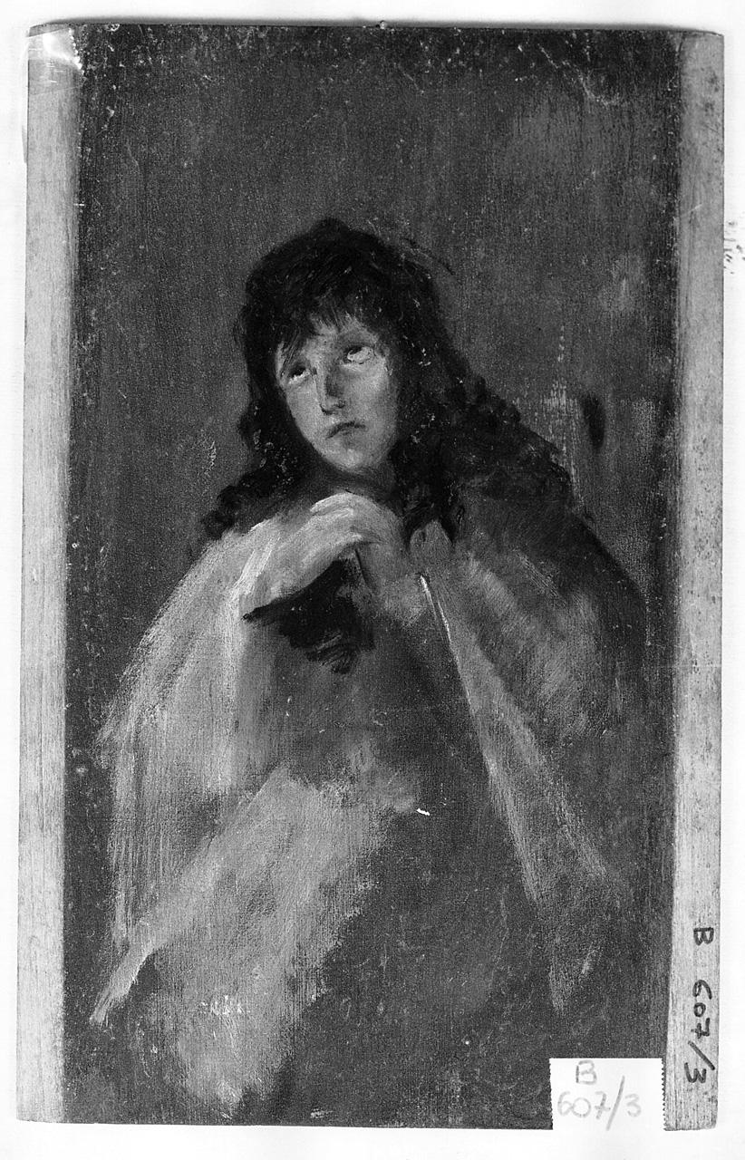 donna che prega/ paesaggio (dipinto, serie) - ambito italiano (inizio sec. XX)