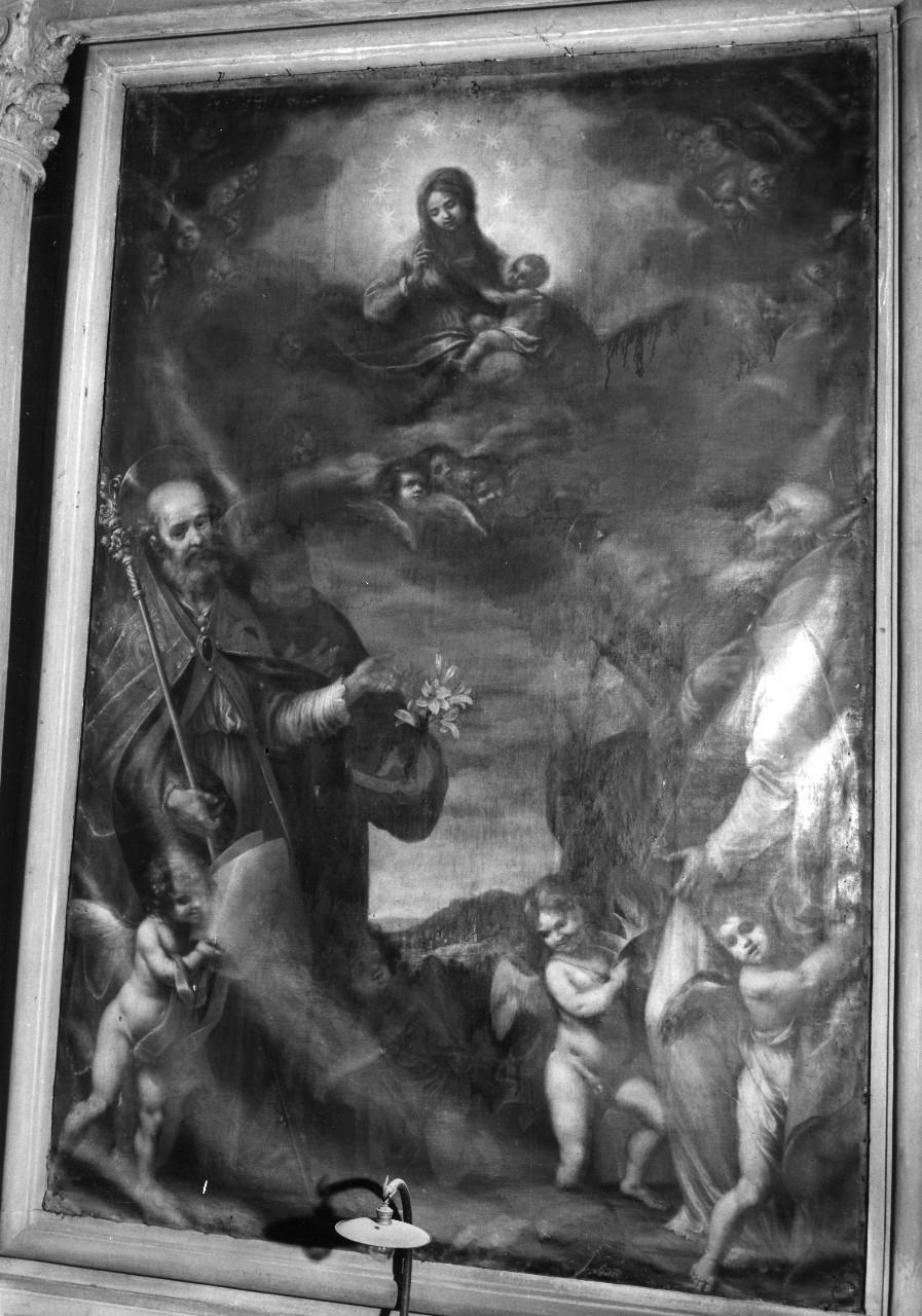 Maria Vergine in gloria tra i Santi Biagio e Antonio da Padova (dipinto) di Pignoni Simone (attribuito) (sec. XVII)
