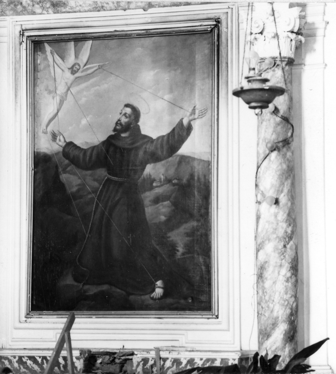 San Francesco d'Assisi riceve le stimmate (dipinto) di Galli Leopoldo (attribuito) (fine sec. XIX)