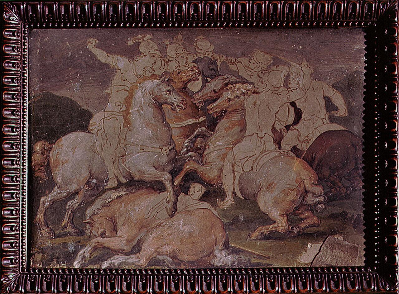 lotta di cavalieri (dipinto) di Naldini Giovanni Battista (sec. XVI) 