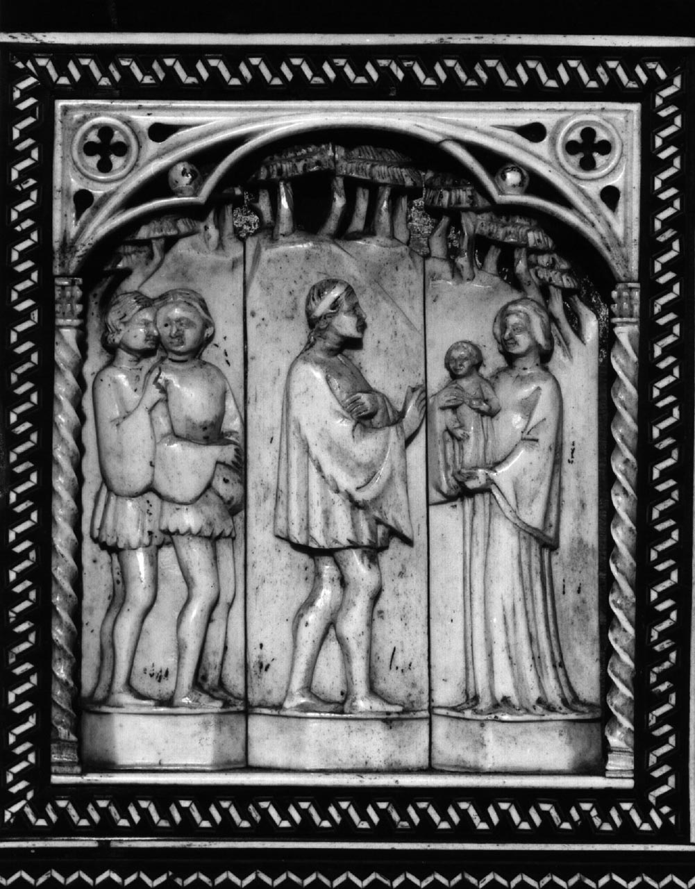 storia di Giasone (?) (placchetta di cofanetto) di Degli Embriachi Baldassarre (bottega) (secc. XIV/ XV)
