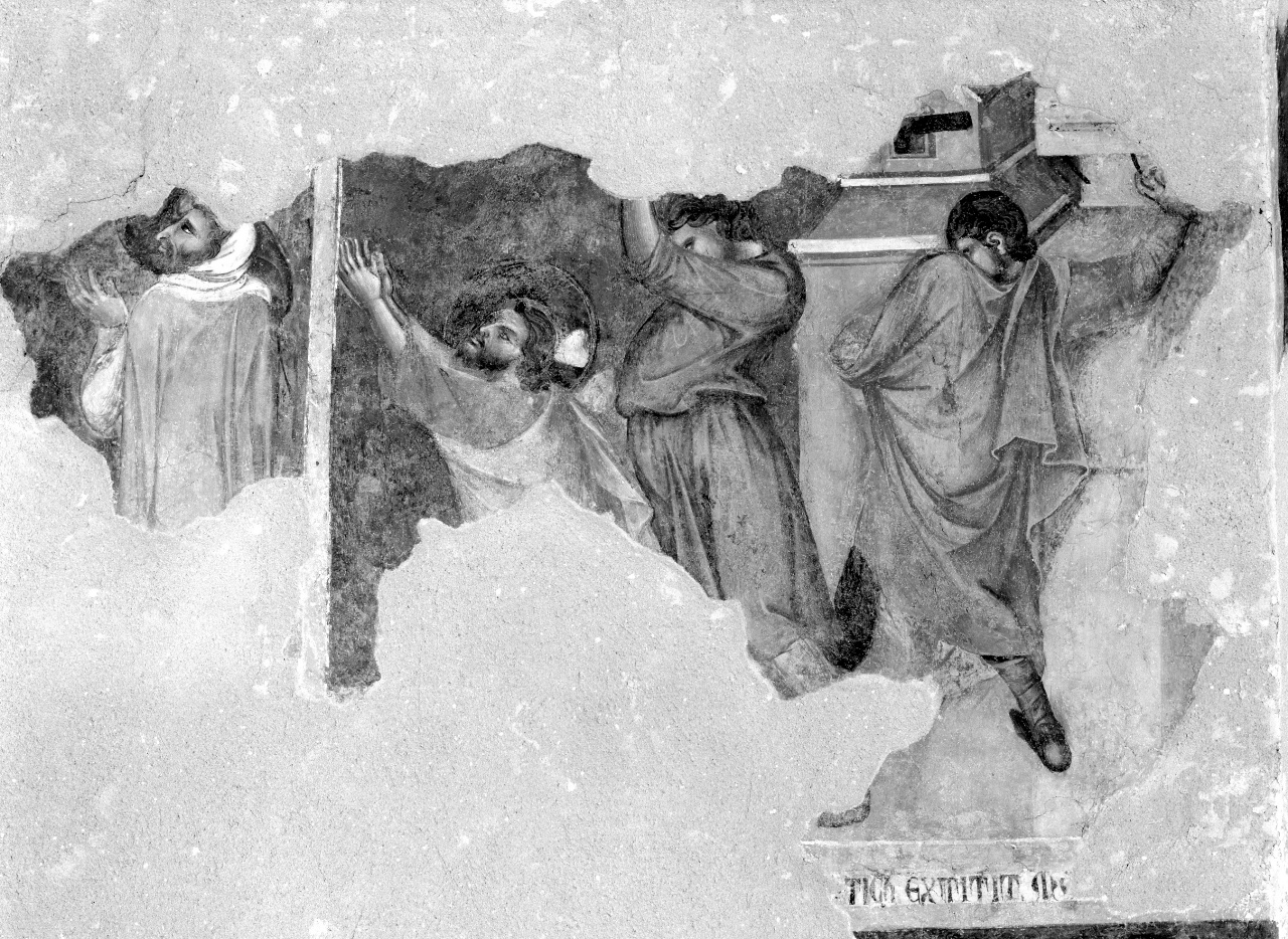 martirio di San Giacomo il Minore (?) (dipinto, frammento) di Maestro di Città di Castello (attribuito) (sec. XIV)