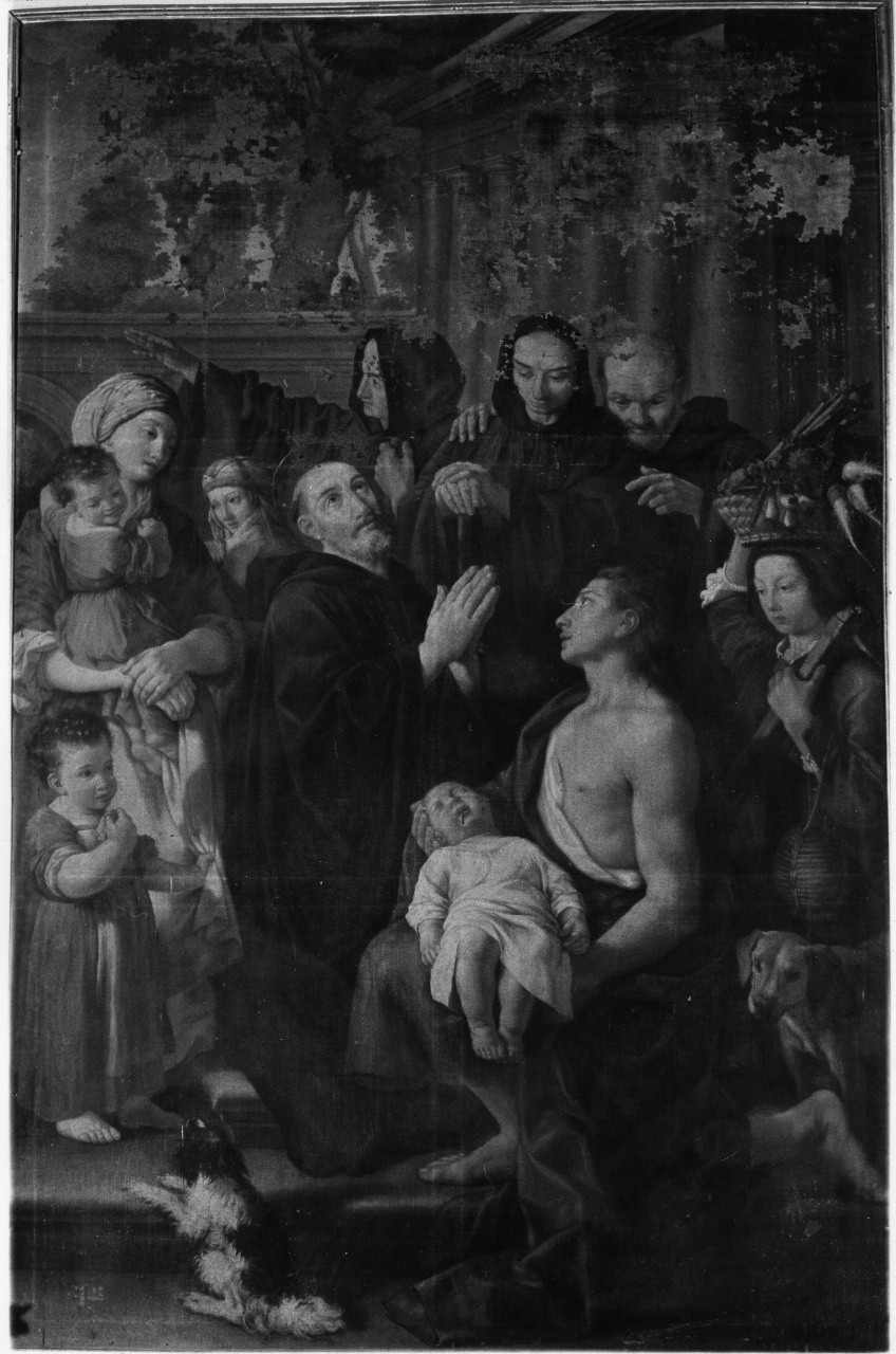 San Benedetto resuscita un fanciullo (pala d'altare) di Carlini Alberico (attribuito) (metà sec. XVIII)