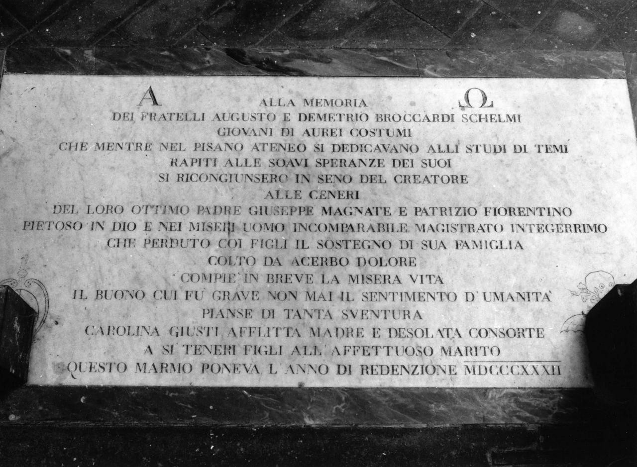 lapide commemorativa - produzione toscana (sec. XIX)