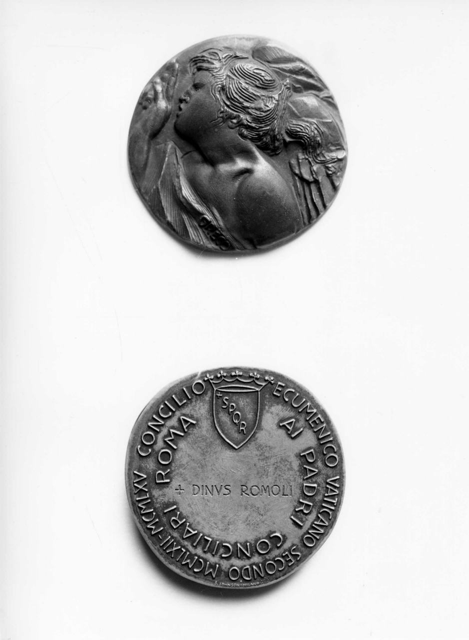 busto di giovane (medaglia di presenza) di Greco Emilio, Johnson S. ditta (sec. XX)