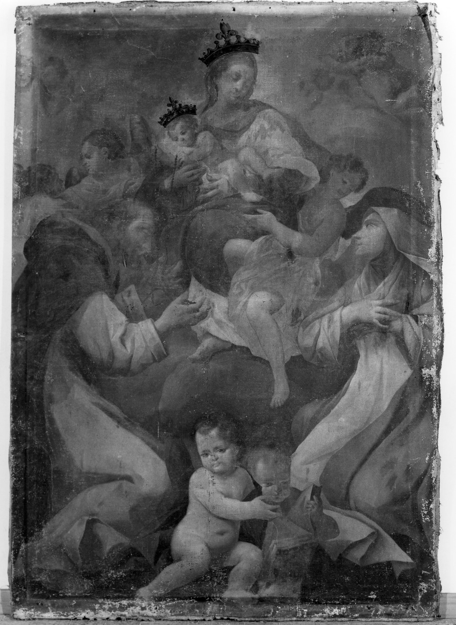 Madonna del Rosario con San Domenico e Santa Caterina da Siena (dipinto) - ambito toscano (prima metà sec. XVIII, sec. XIX)