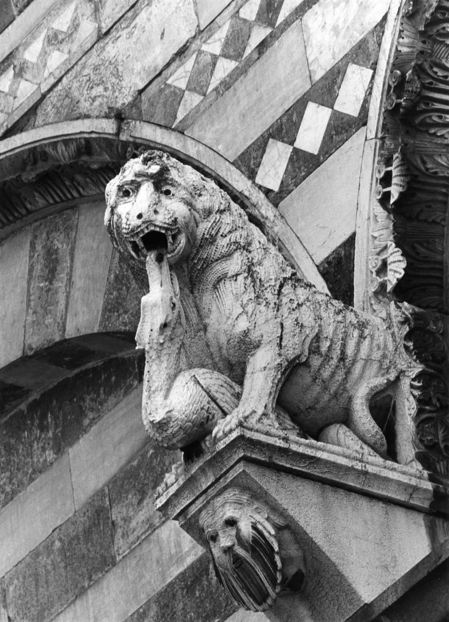 leone e basilisco (scultura) di Bigarelli Guido detto Guido da Como (bottega) (sec. XIII)