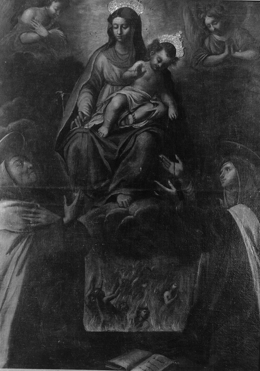 Madonna del Carmine, Madonna del Carmelo offre lo scapolare a due Santi carmelitani (dipinto) di Botti Giacinto (sec. XVII)
