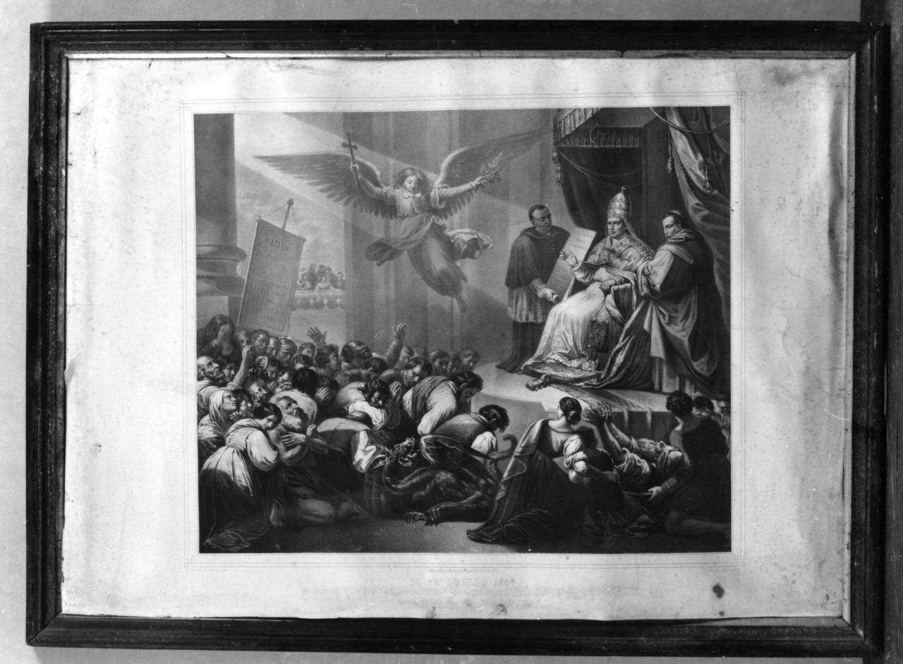 Papa Pio IX benedice i carcerati (stampa) di Ulacacci Nicola (sec. XIX)