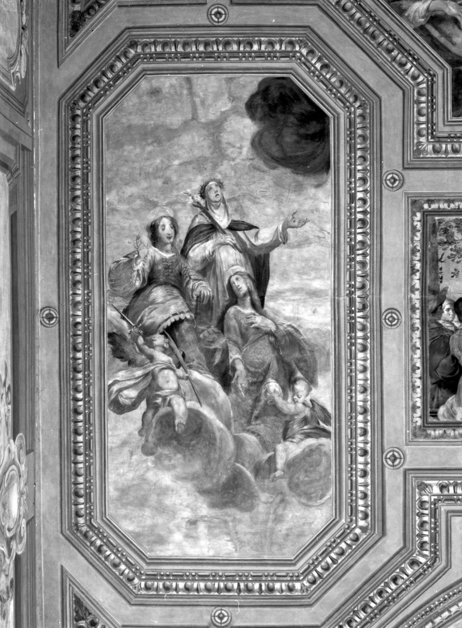 Santa Maria Maddalena, Santa Caterina da Siena, Santa Lucia (dipinto) di Pugliani Domenico (sec. XVII)