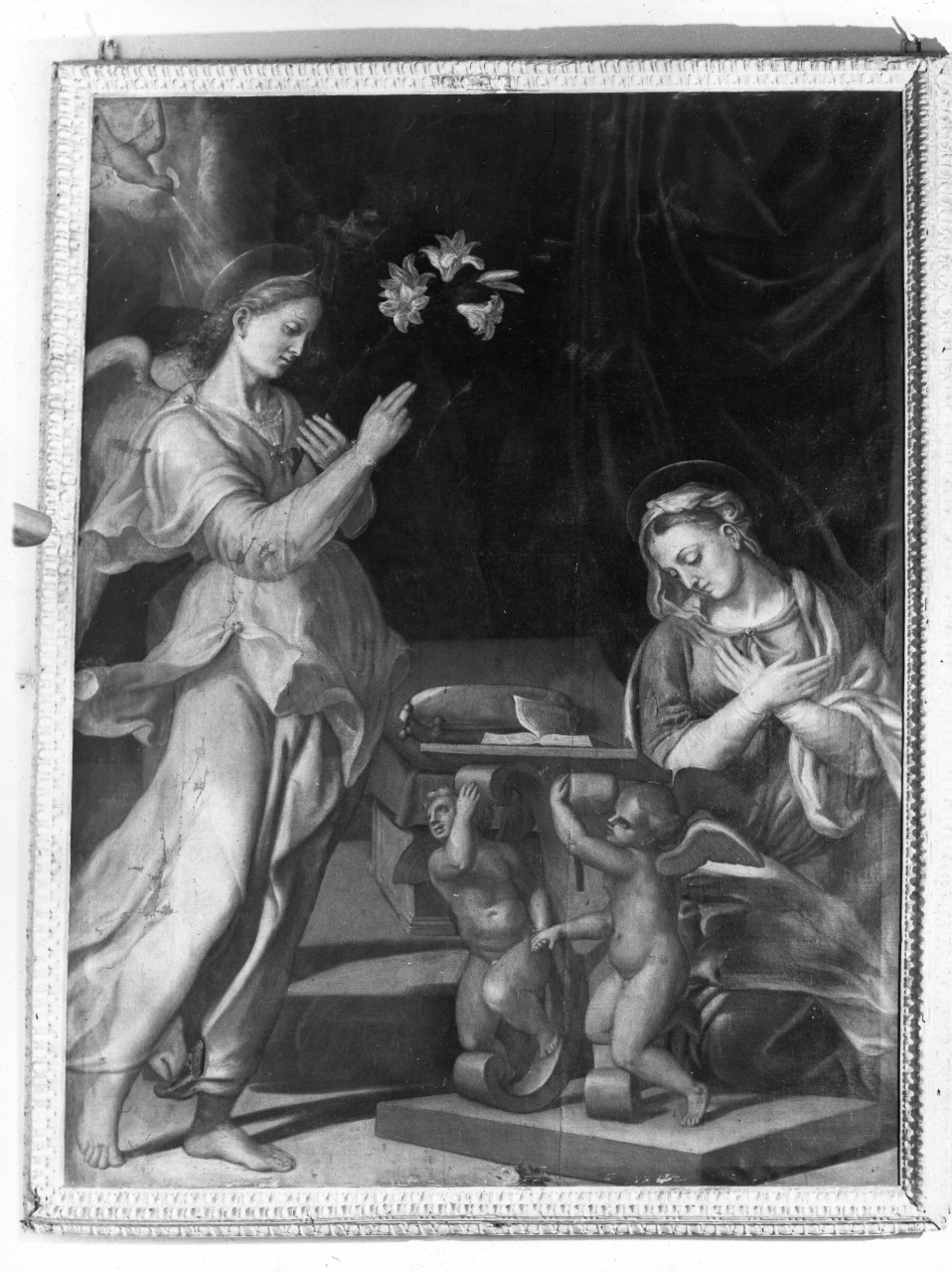 Annunciazione (dipinto) di Vini Sebastiano detto Bastiano Veronese (attribuito) (seconda metà sec. XVI)