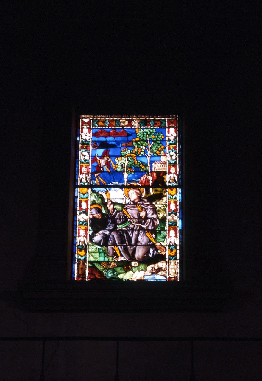 San Francesco d'Assisi riceve le stimmate (vetrata) di Vannucci Pietro detto Perugino (bottega) - bottega fiorentina (inizio sec. XVI)