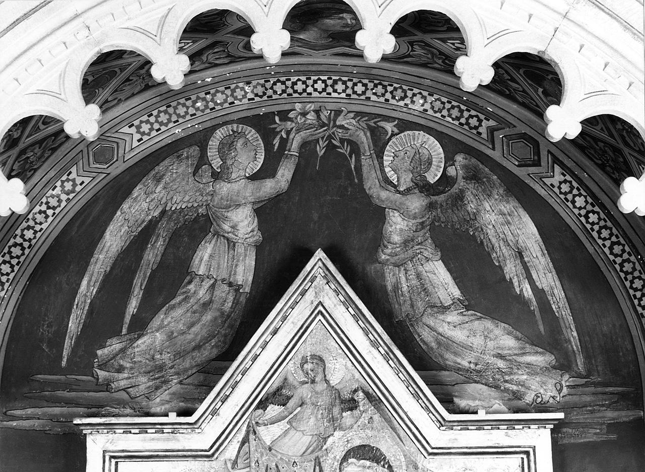 angeli con palme e gigli (dipinto) di Bonafedi Carlo (e aiuti) (sec. XX)