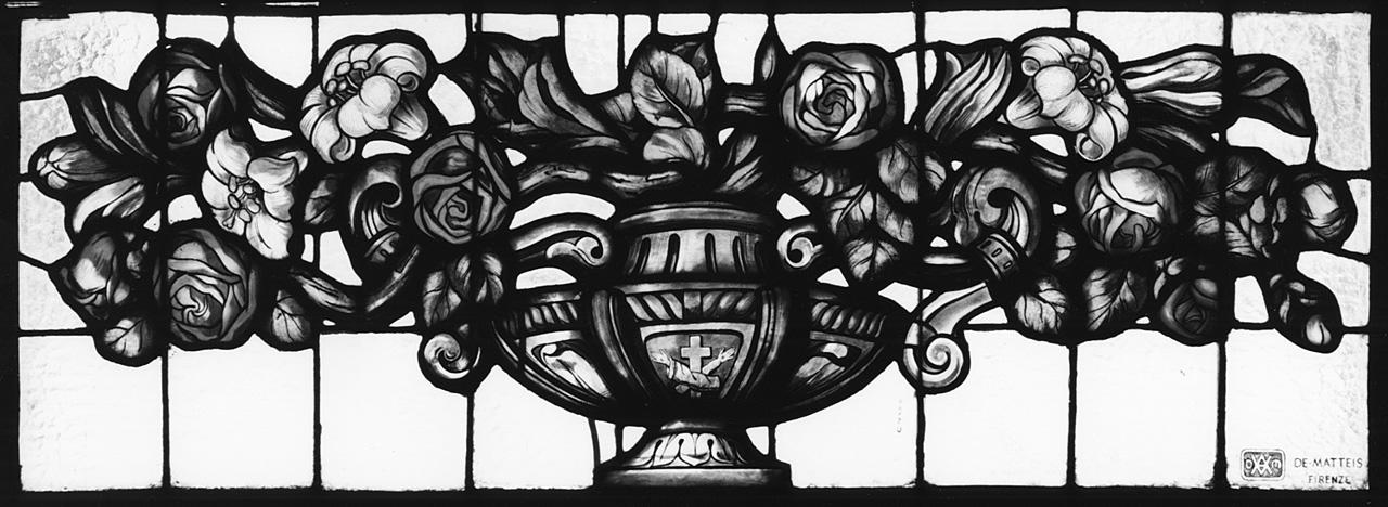 vaso con fiori (vetrata) di De Matteis ditta (sec. XX)