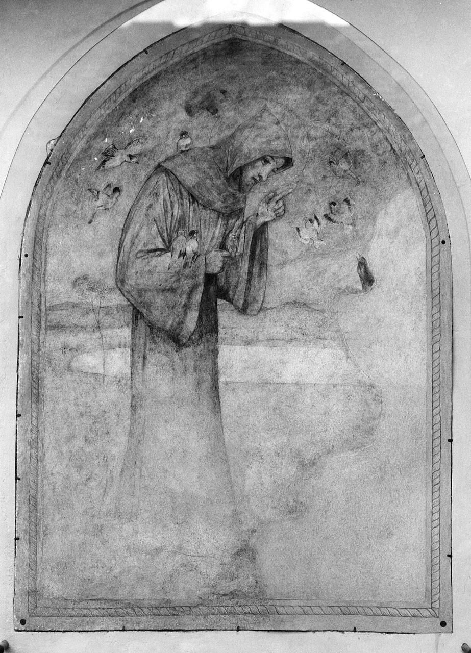 San Francesco d'Assisi predica agli uccelli (dipinto) di Plückebaum Karl (sec. XX)