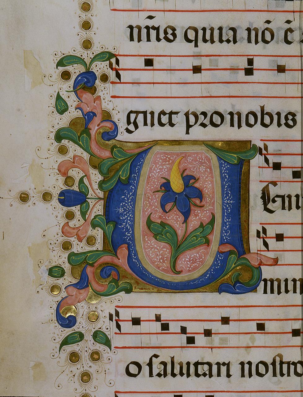 lettera V (miniatura) - ambito fiorentino (sec. XV)