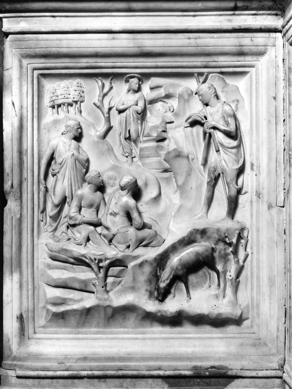 San Giovanni Battista predica nel deserto (rilievo, elemento d'insieme) di Ferrucci Andrea detto Andrea da Fiesole (sec. XV)