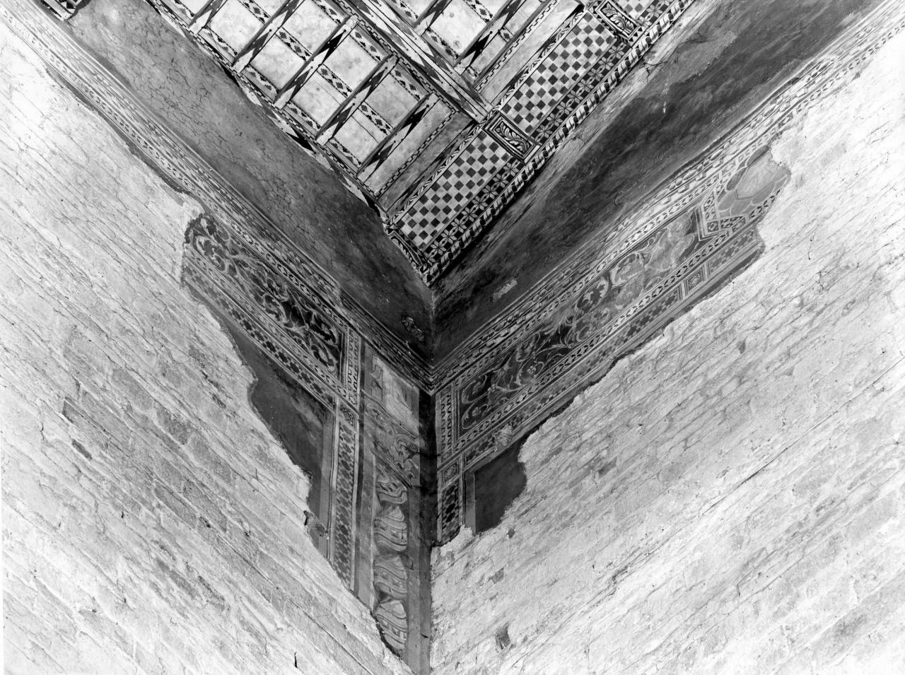 motivi decorativi architettonici, motivi decorativi vegetali (dipinto, frammento) di Vite Antonio (attribuito) (seconda metà sec. XIV)