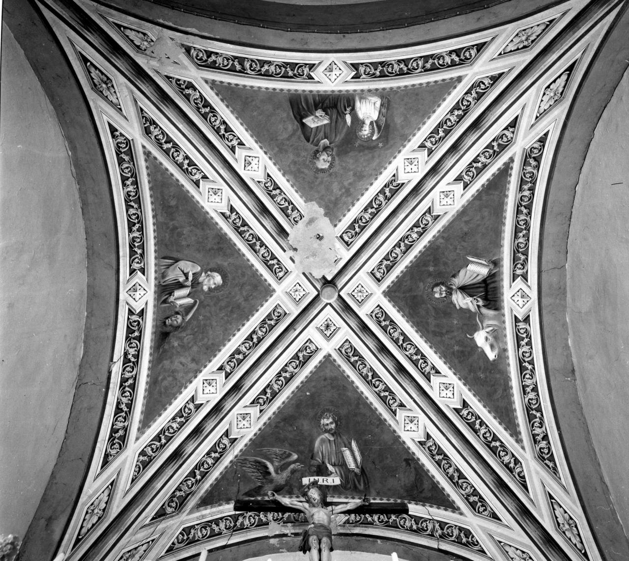 quattro evangelisti ispirati dai loro simboli (soffitto dipinto) di Tuci Azeglio (sec. XX)