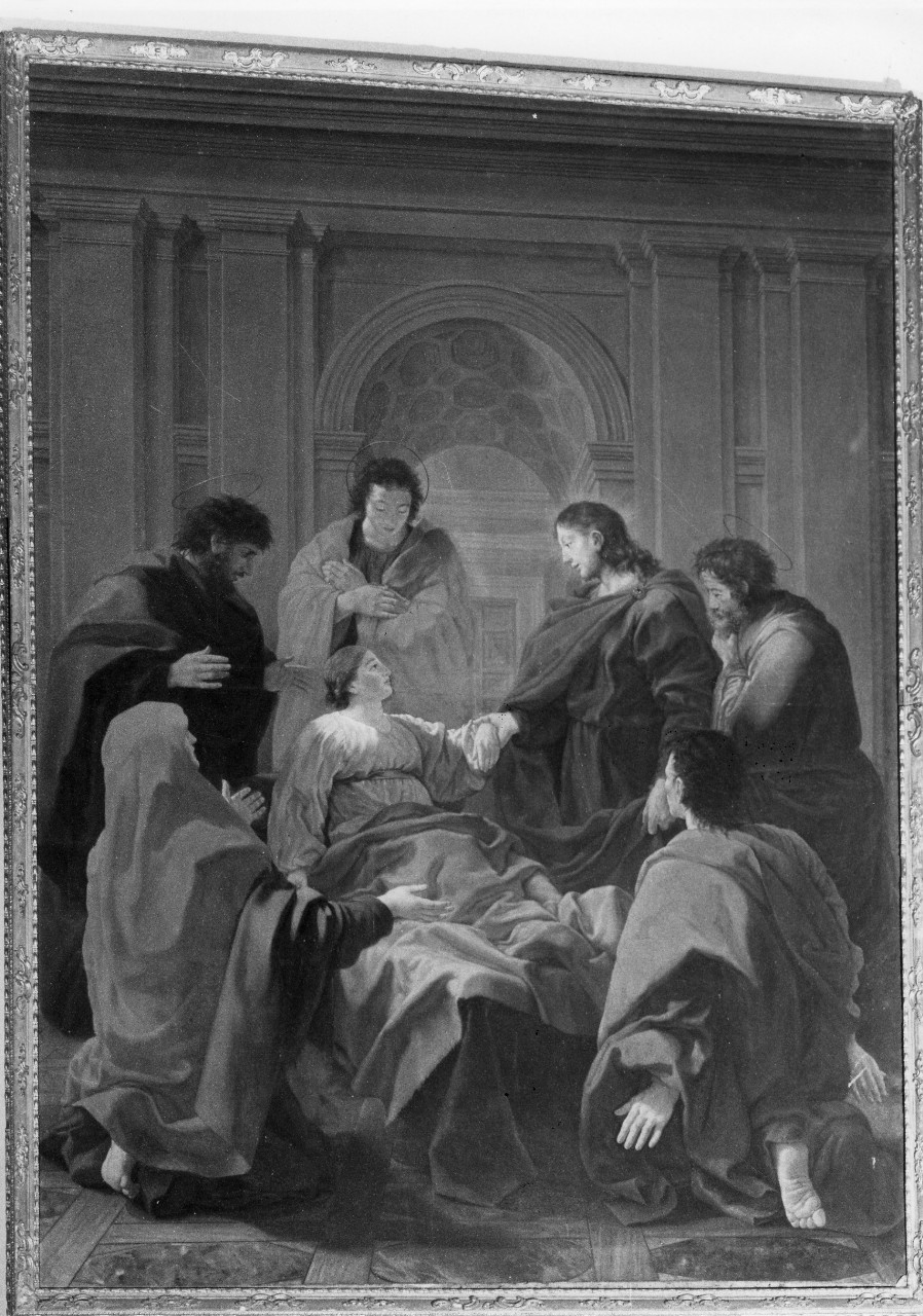 Cristo resuscita la figlia di Giairo (dipinto) di Carlini Alberico (attribuito) (sec. XVIII)