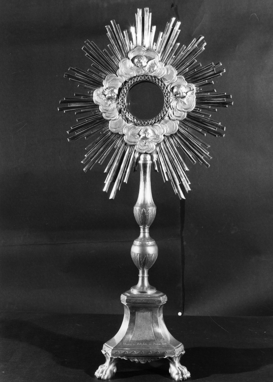 cherubini e motivi decorativi fitomorfi (ostensorio - a raggiera) di Guadagni Giovanni (bottega) (sec. XIX)