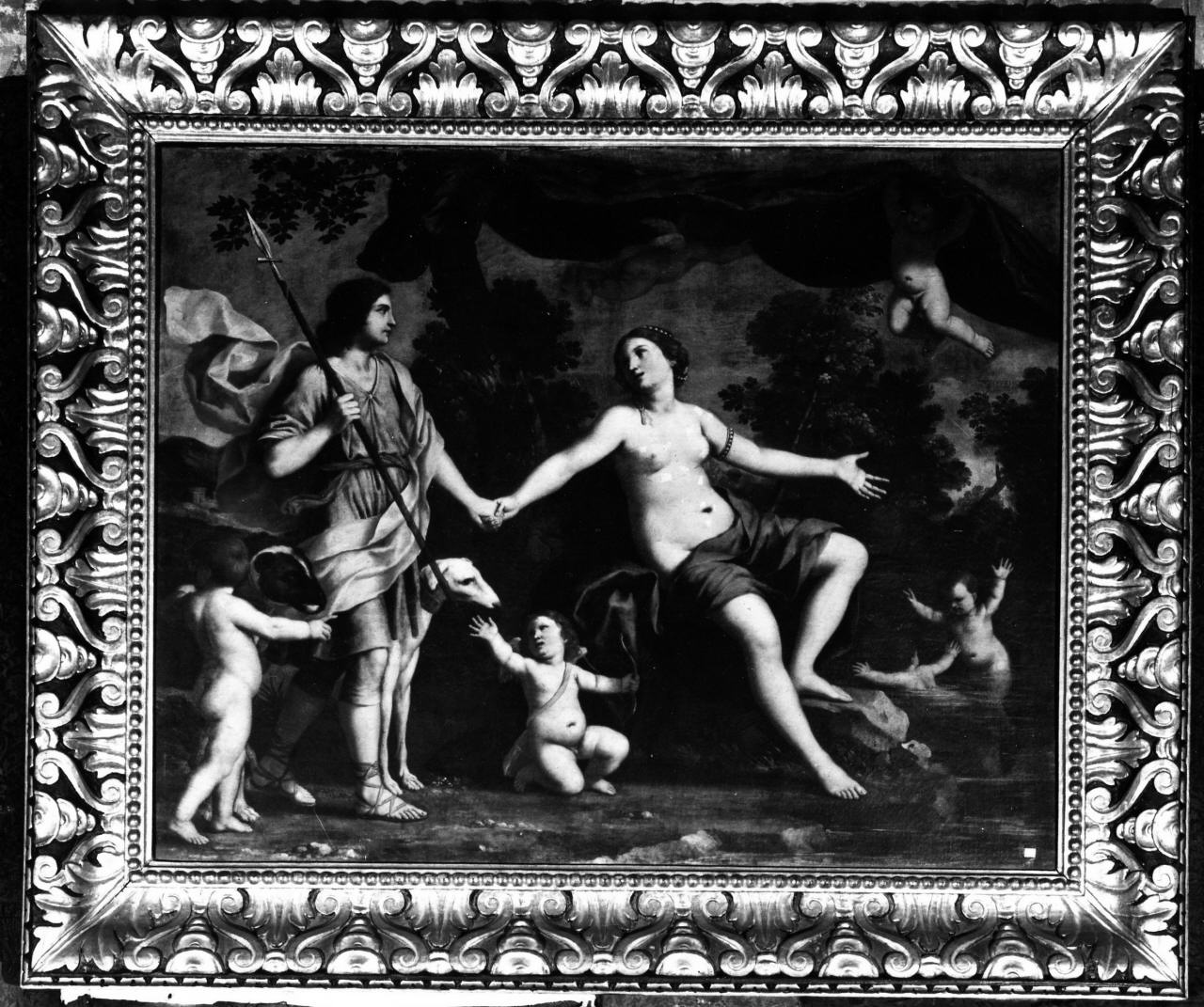 Venere tenta di trattenere Adone dall'andare a caccia (dipinto) di Gimignani Giacinto (sec. XVII)