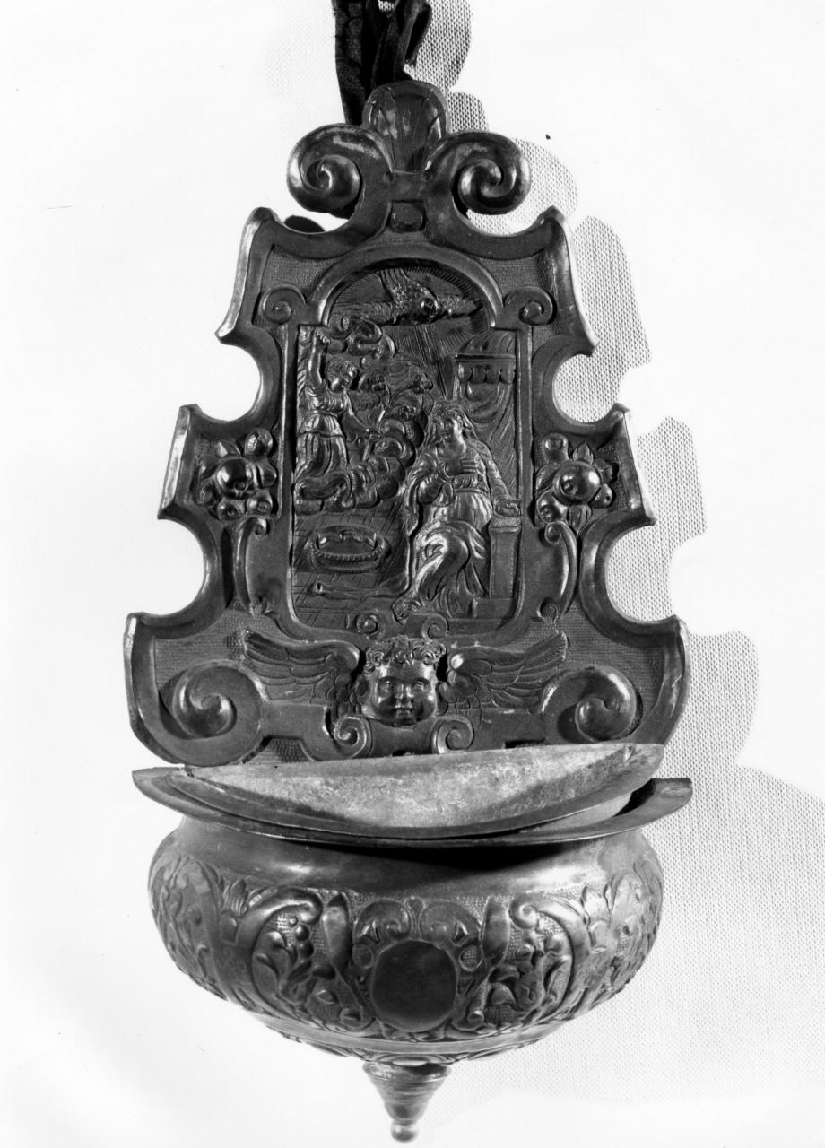 Annunciazione (targa) - manifattura toscana (fine/inizio secc. XVI/ XVII)