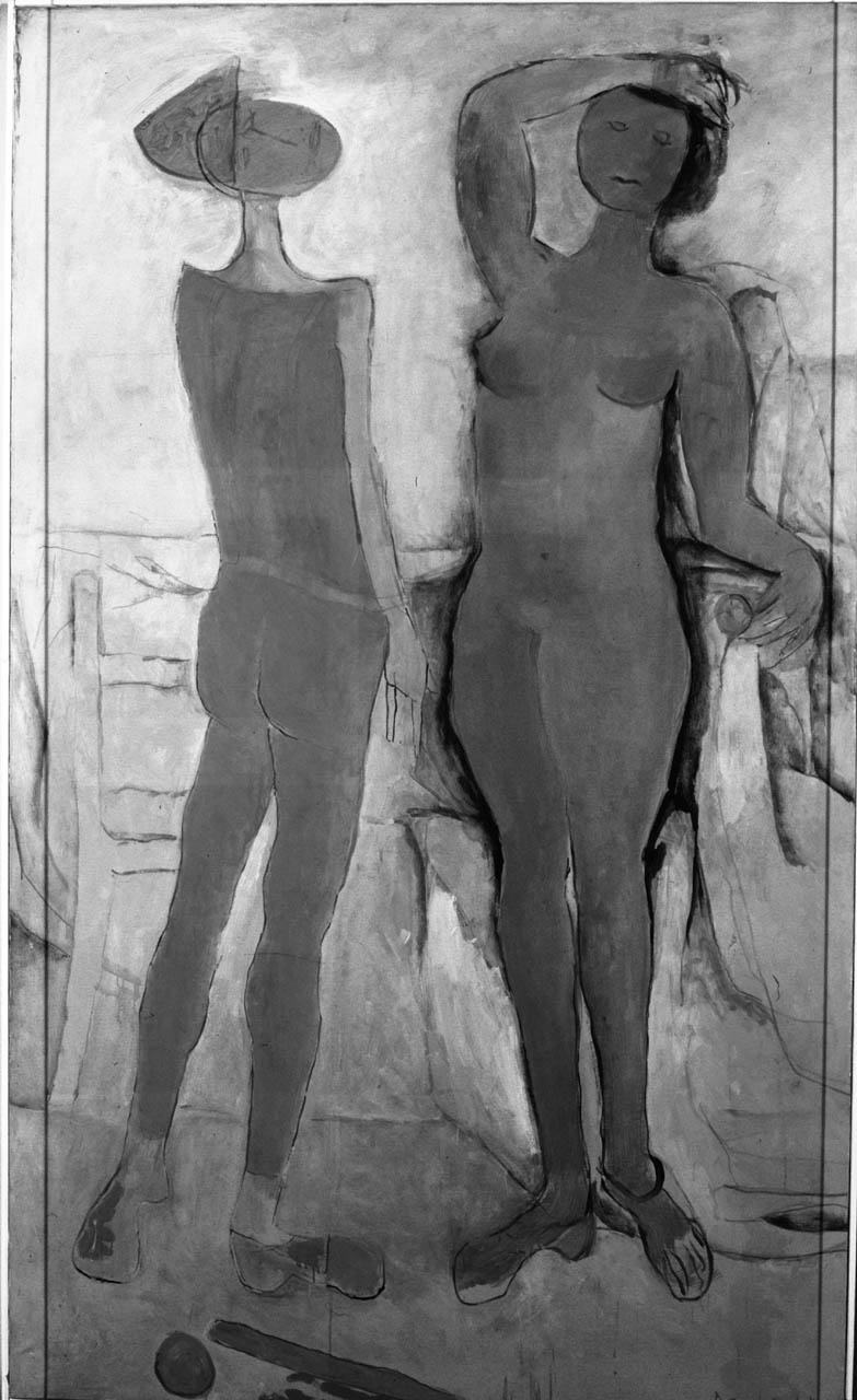 L' Incontro, figure nude (dipinto) di Marini Marino (sec. XX)