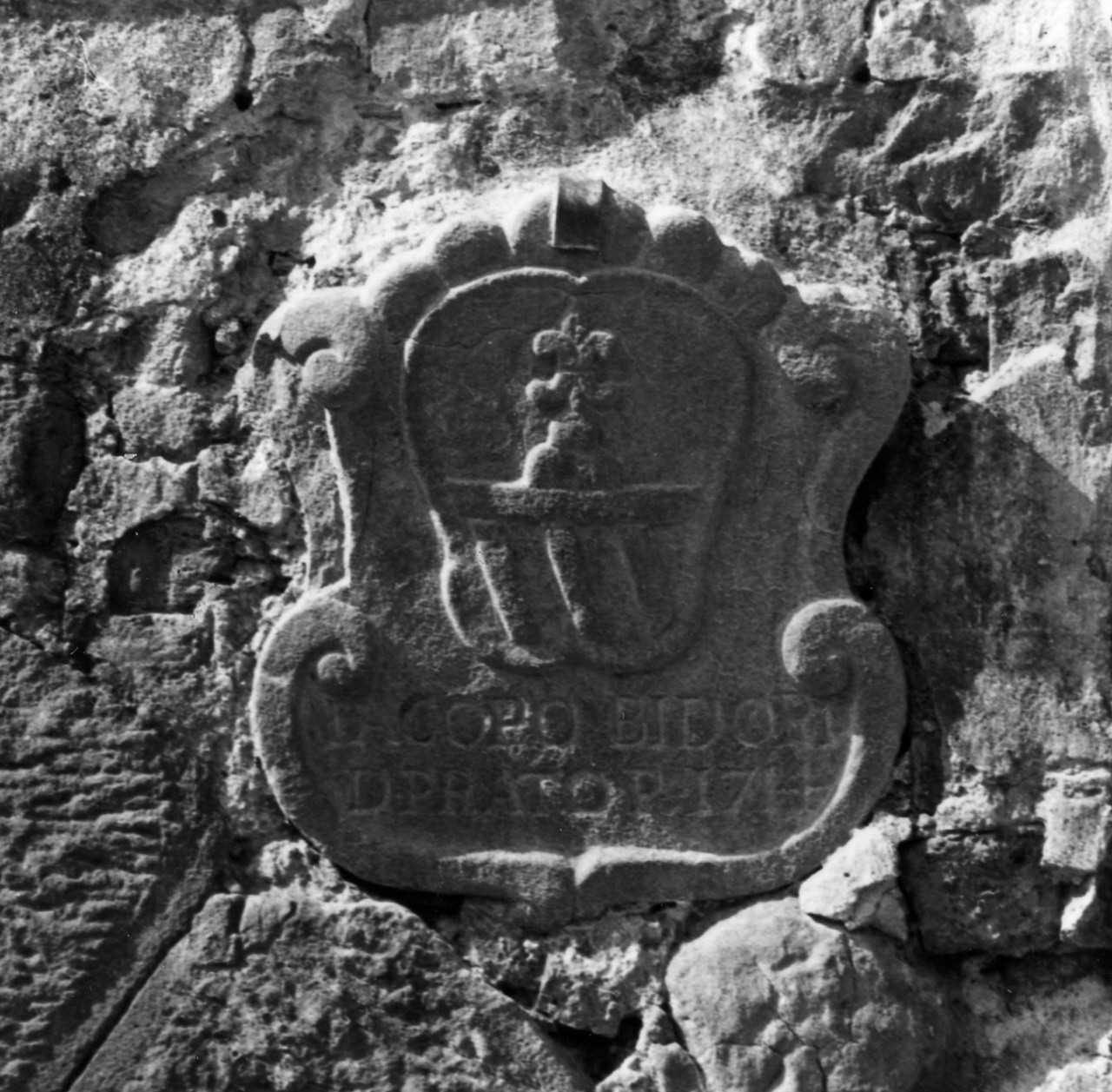 stemma gentilizio della famiglia Bidori (rilievo) - manifattura toscana (sec. XVIII)