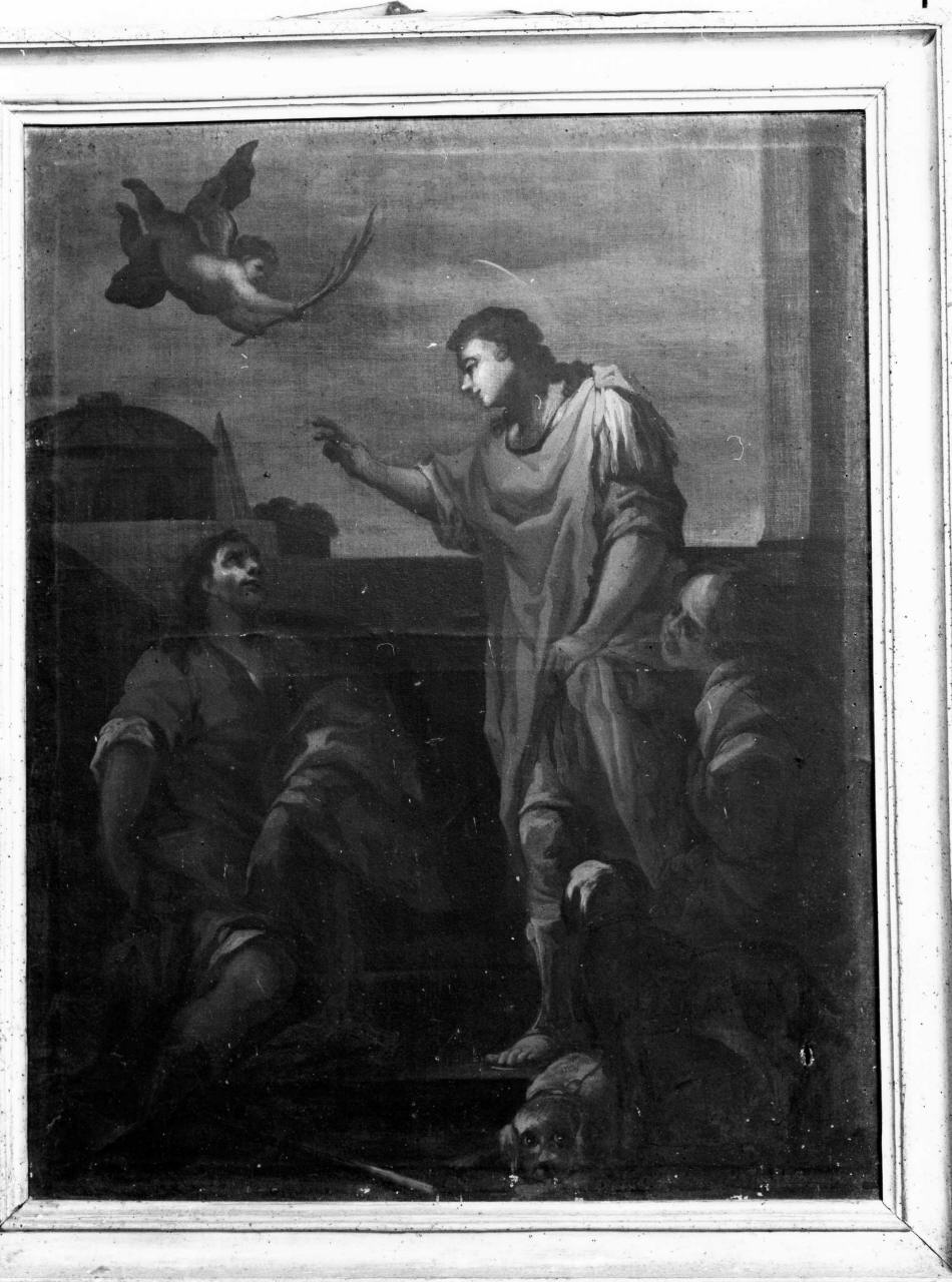 San Rocco in carcere confortato dall'angelo (dipinto) - ambito fiorentino (sec. XVIII)