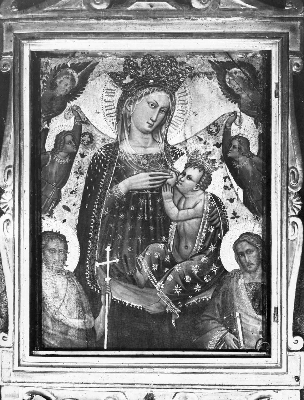 Madonna del Latte con San Giovanni Battista, San Giovanni Evangelista e angeli (dipinto, frammento) di Cenni di Francesco di Ser Cenni (attribuito) (sec. XV)