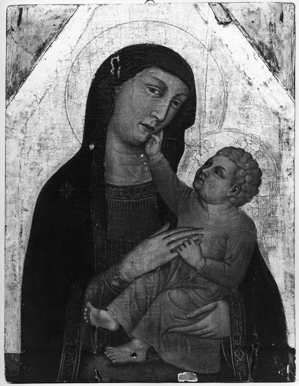 Madonna con Bambino (dipinto, frammento) - ambito fiorentino (sec. XIV)