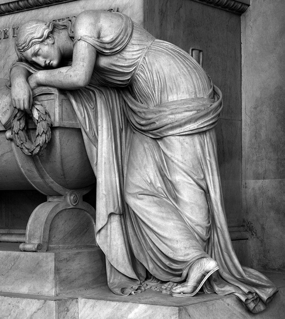 Dante Alighieri mostrato dalla figura allegorica dell'Italia e compianto dalla Poesia (cenotafio) di Ricci Stefano (sec. XIX)
