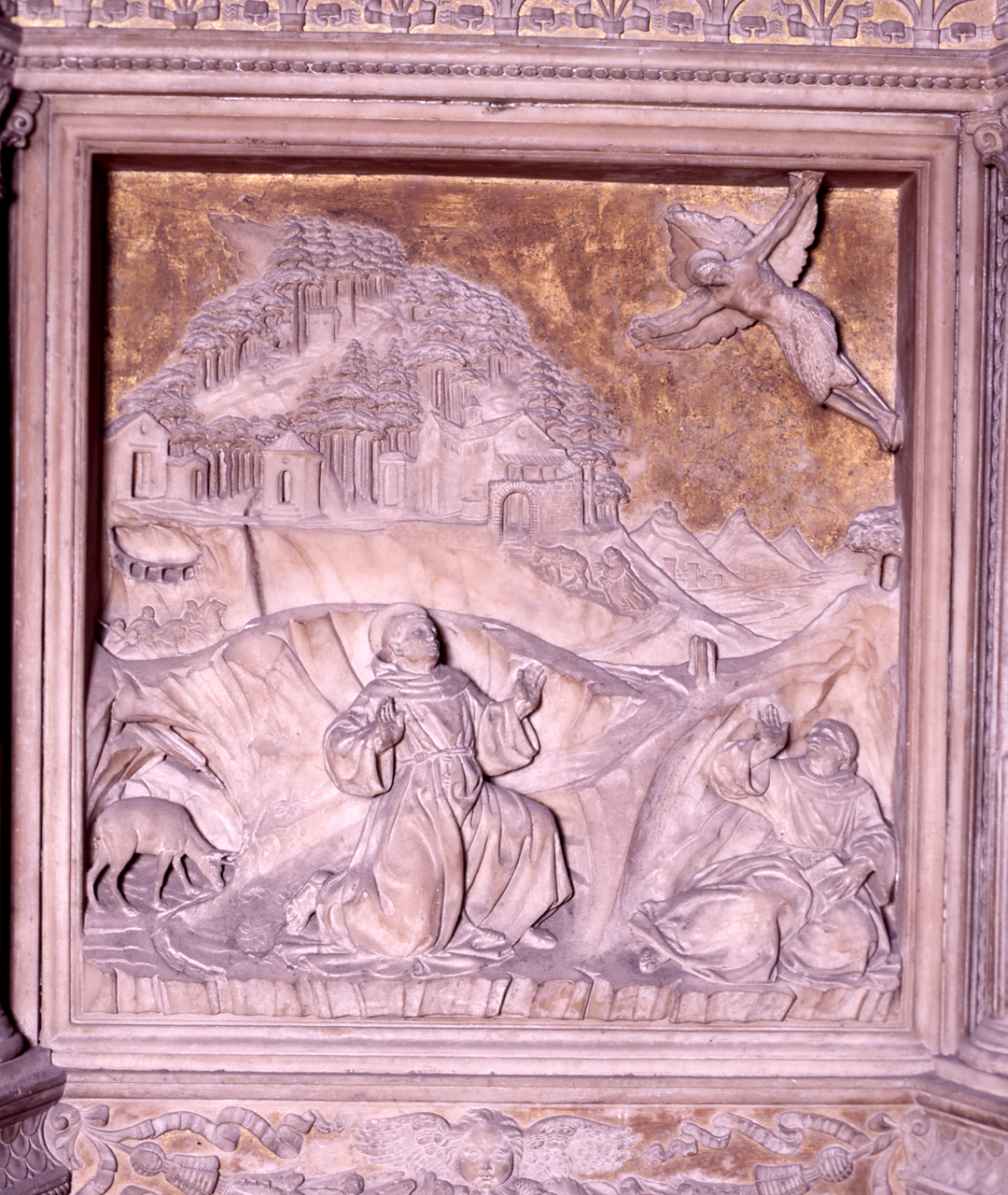 San Francesco d'Assisi riceve le stimmate (rilievo) di Benedetto da Maiano (sec. XV)
