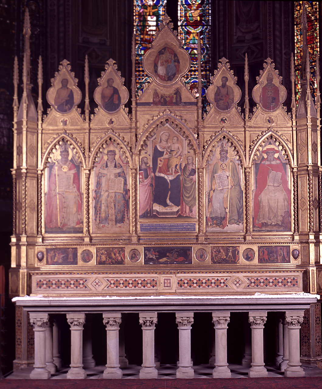 Madonna con Bambino e santi, martirii di santi (polittico) di Giovanni del Biondo, Gerini Niccolò di Pietro, Mariotto di Nardo, Lorenzo Monaco, Bicci di Lorenzo, Maestro del Polittico della Cappella Medici - ambito fiorentino (secc. XIV/ XV)