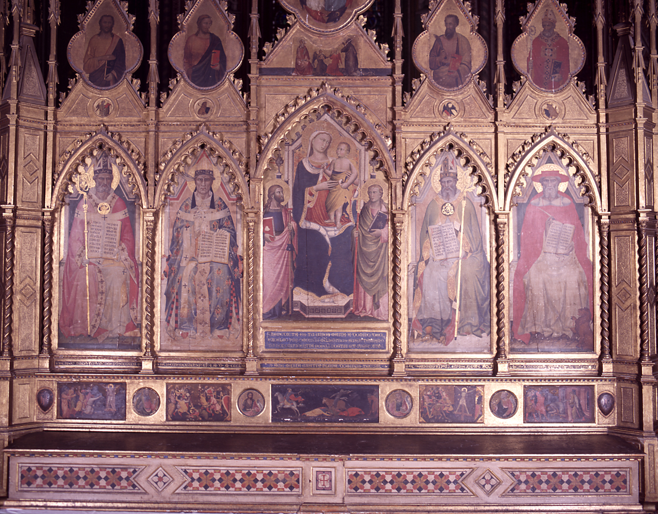 Madonna con Bambino e Santi (scomparto di polittico, serie) di Giovanni del Biondo, Gerini Niccolò di Pietro, Lorenzo di Niccolò (sec. XIV, sec. XIV)