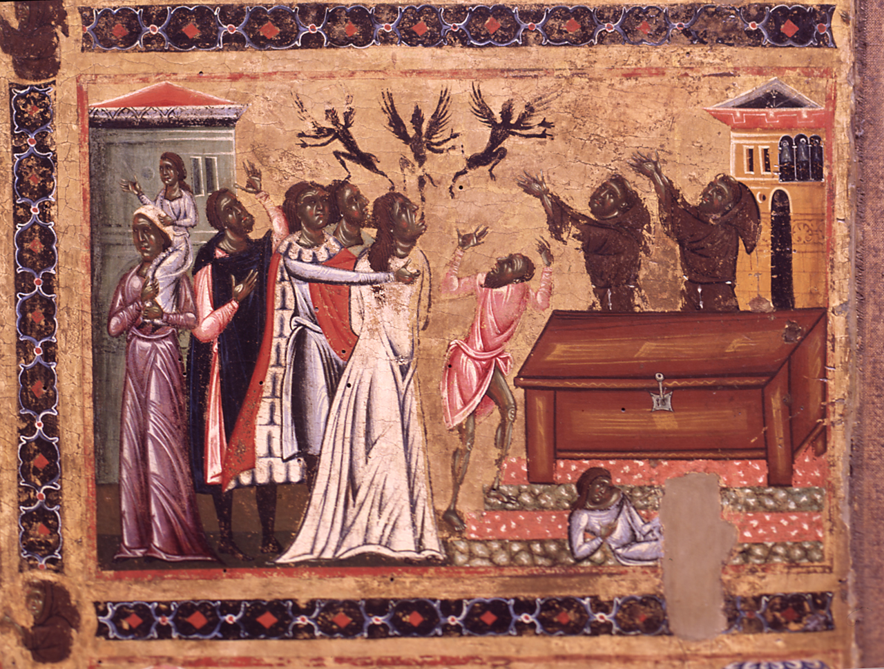 San Francesco d'Assisi guarisce una bambina, San Francesco libera gli indemoniati (dipinto) di Maestro del San Francesco Bardi (sec. XIII)