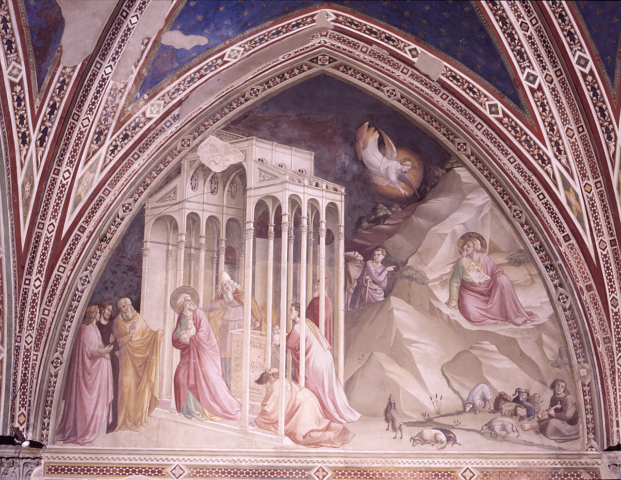 San Gioacchino cacciato dal tempio, annuncio a San Gioacchino (dipinto) di Gaddi Taddeo (secondo quarto sec. XIV)
