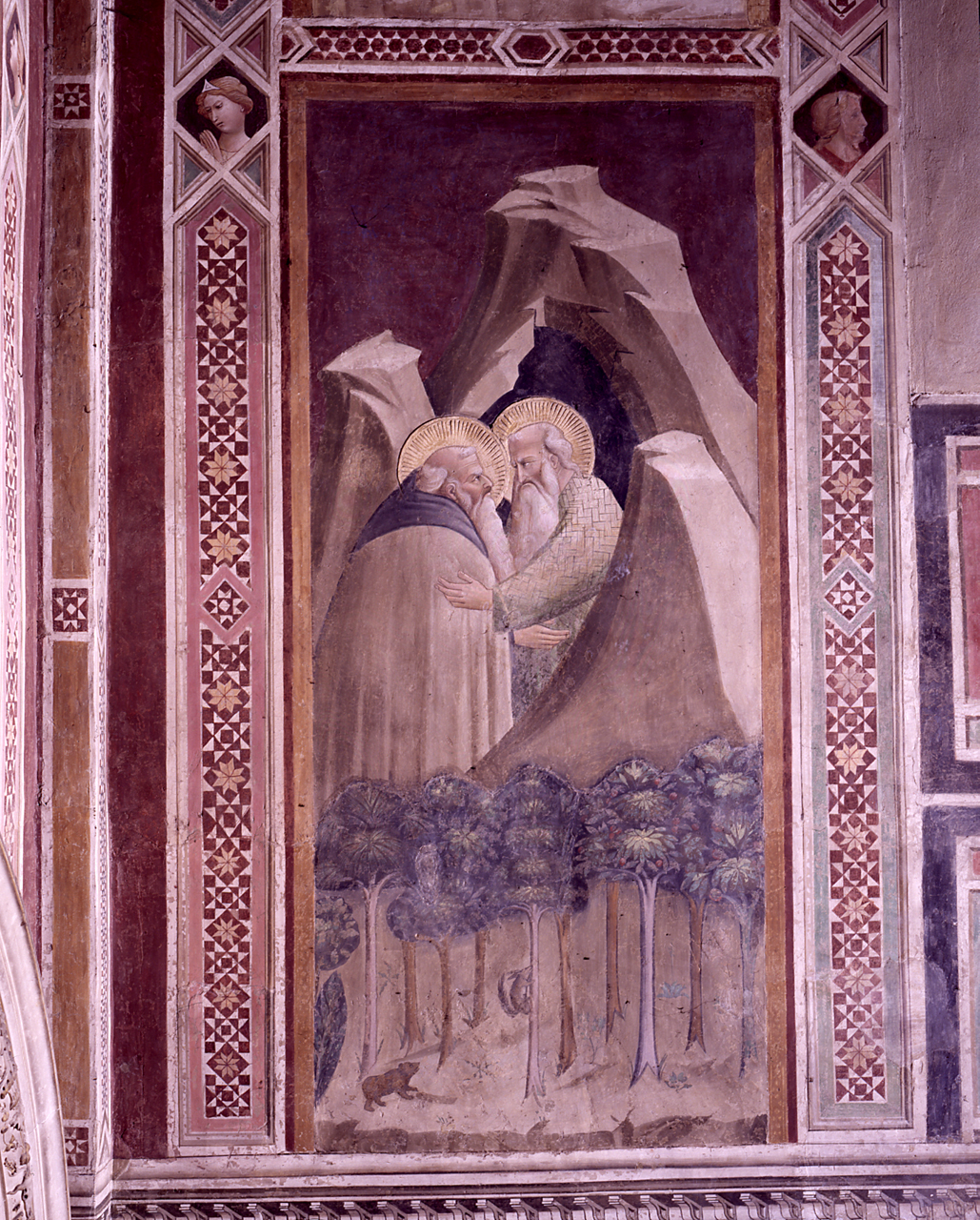 Sant'Antonio Abate visita San Paolo Eremita nel deserto (dipinto) di Gaddi Agnolo (e aiuti) (sec. XIV)