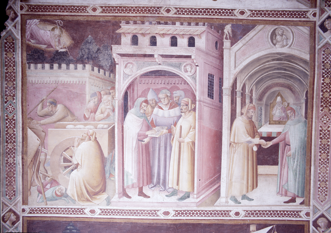 San Nicola di Bari punisce un debitore per un falso giuramento (dipinto) di Gaddi Agnolo (e aiuti) (sec. XIV)