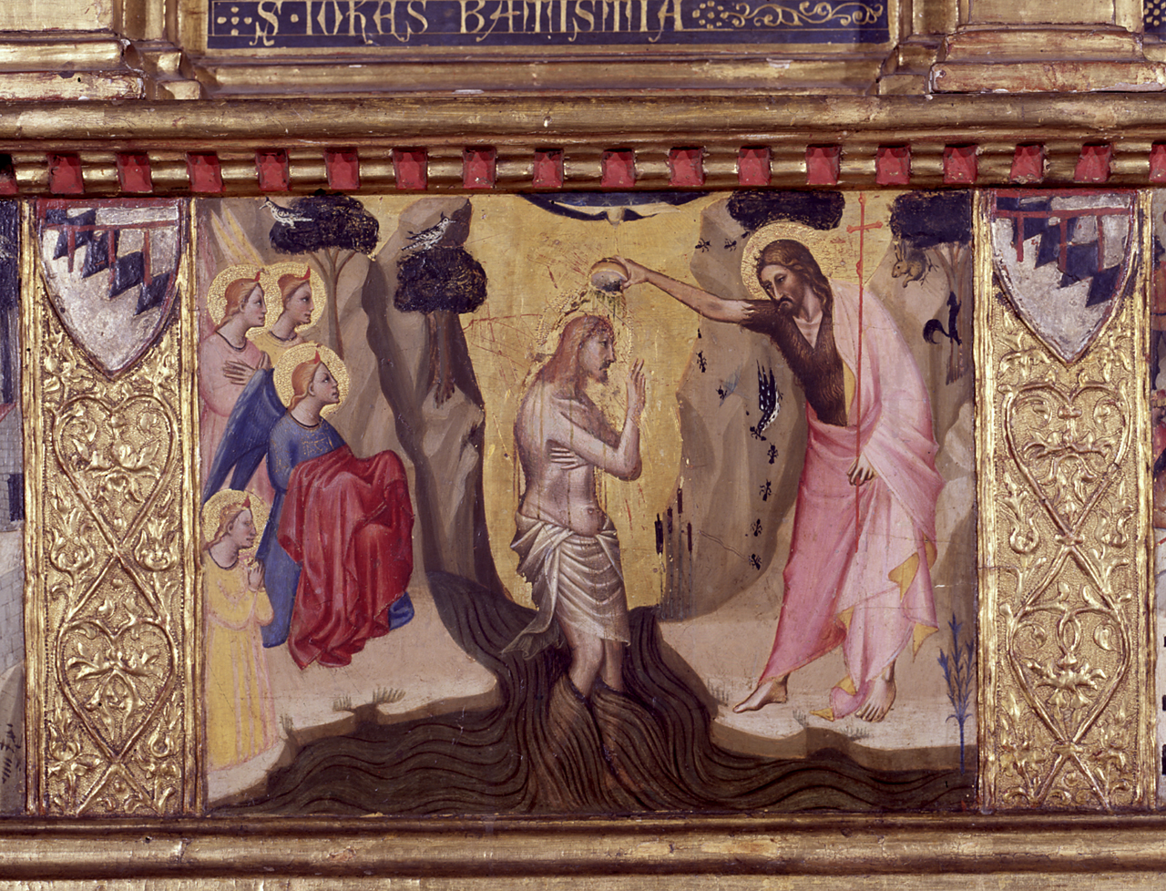 battesimo di Cristo (scomparto di predella) di Giovanni del Biondo (sec. XIV)