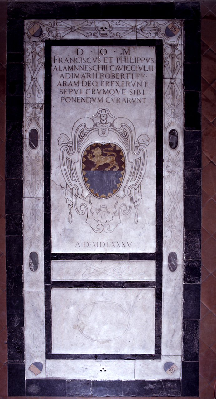 stemma gentilizio della famiglia Alamanneschi (lastra tombale) - bottega fiorentina (sec. XVI)