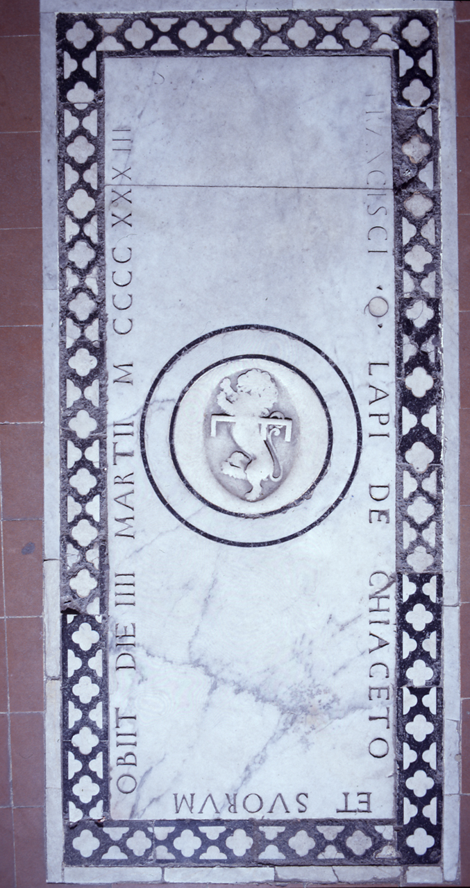 stemma gentilizio della famiglia da Diacceto (lastra tombale) - bottega fiorentina (sec. XV)