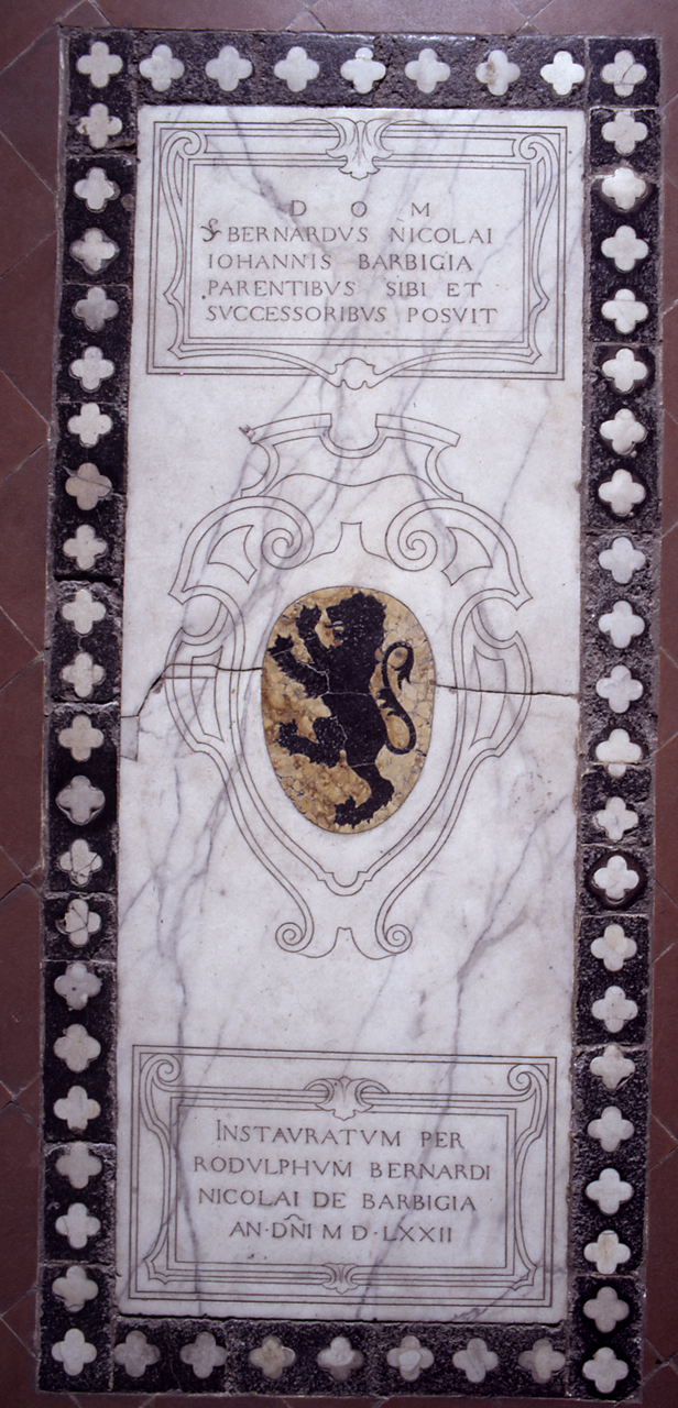 stemma gentilizio della famiglia Barbigia (lastra tombale) - bottega fiorentina (sec. XVI)