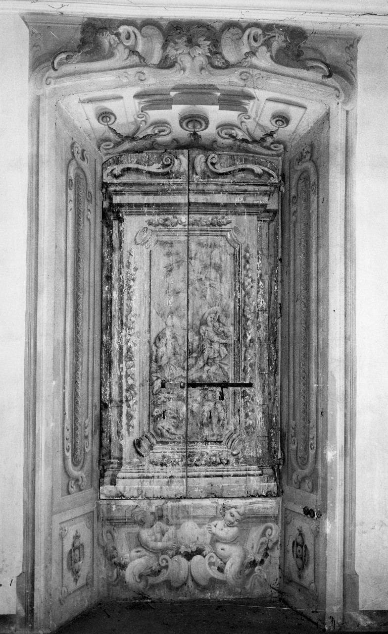 finte architetture con paesaggio (imposta di finestra) di Dandini Pietro (bottega) (sec. XVII)