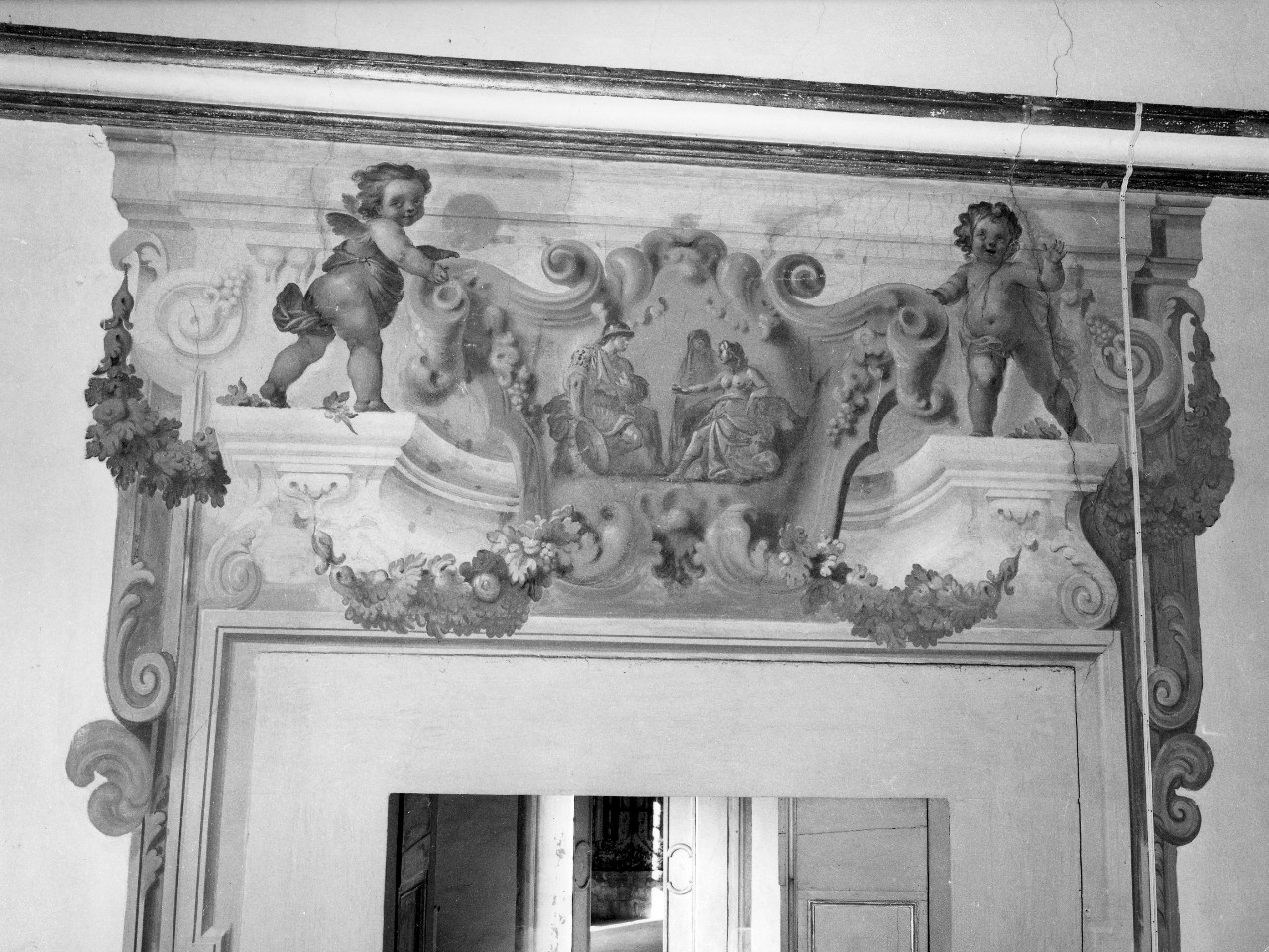 finte architetture con angeli (sovrapporta, serie) di Dandini Pietro (bottega) (fine sec. XVII)