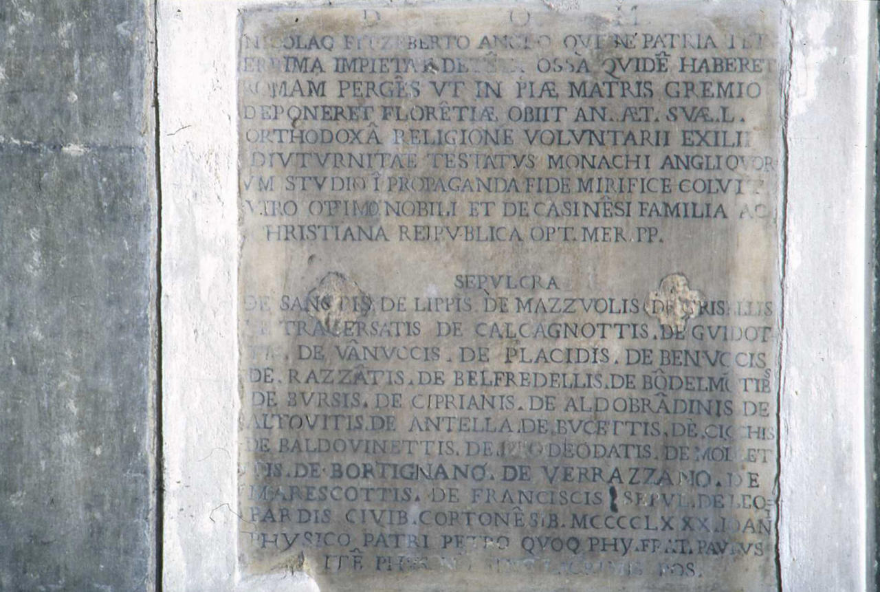lapide tombale, frammento - bottega fiorentina (sec. XV)