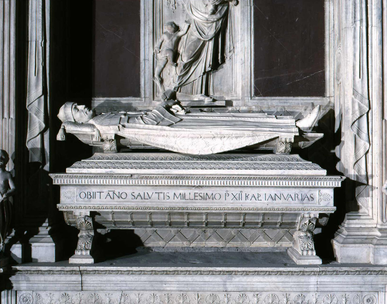 effige del conte Ugo di Toscana (sarcofago - a cassa) di Mino da Fiesole (attribuito) (sec. XV)