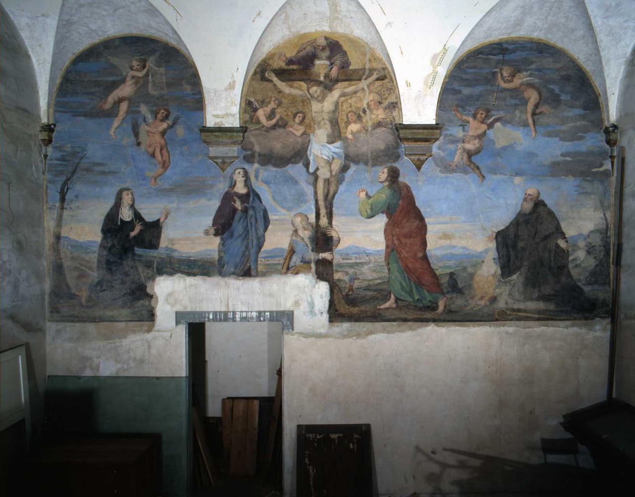 crocifissione di Cristo (dipinto) di Sogliani Giovanni Antonio (attribuito) (prima metà sec. XVI)