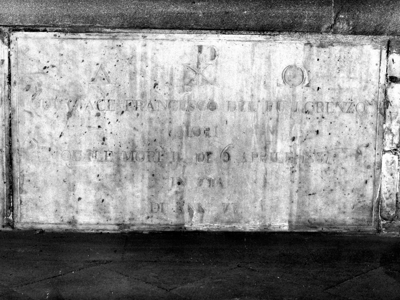 lapide tombale - bottega fiorentina (sec. XIX)